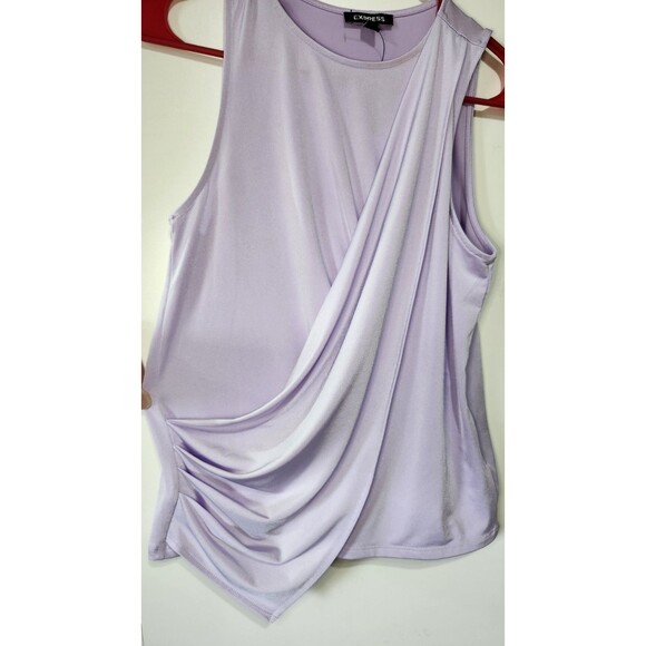 Express Light Lavender Sleeveless Faux Wrap Blouse XS NWT Asymmetrical Top - Picture 2 of 8
